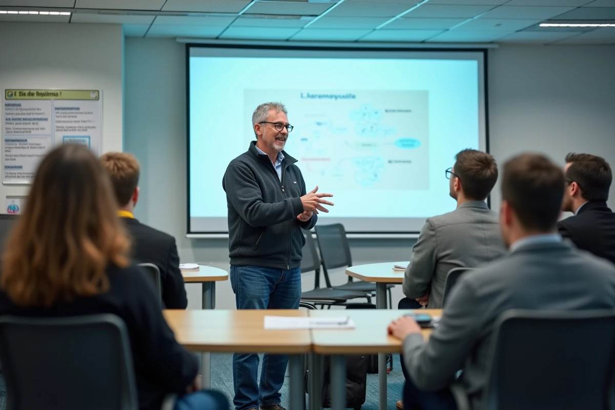 Technicien présentant les bonnes pratiques de convergence AC lors d'une réunion professionnelle à Grenoble