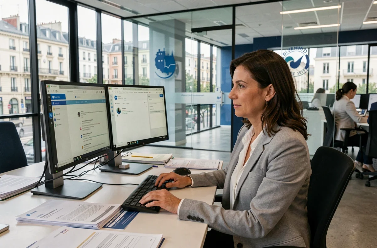 Employée municipale de Marseille utilisant la messagerie Bluemind sur son poste de travail en mairie