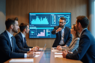 Groupe de professionnels français en réunion d'affaires