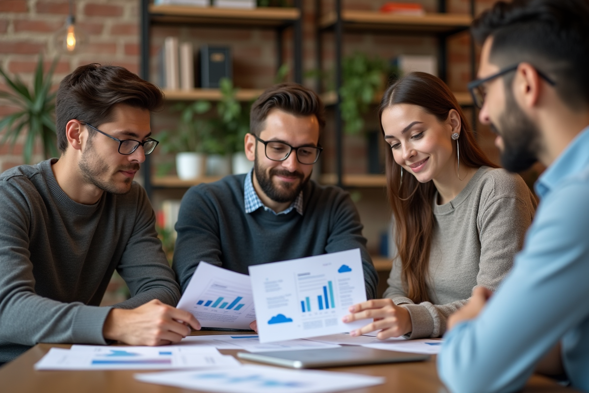 Groupe de jeunes professionnels discutant en réunion