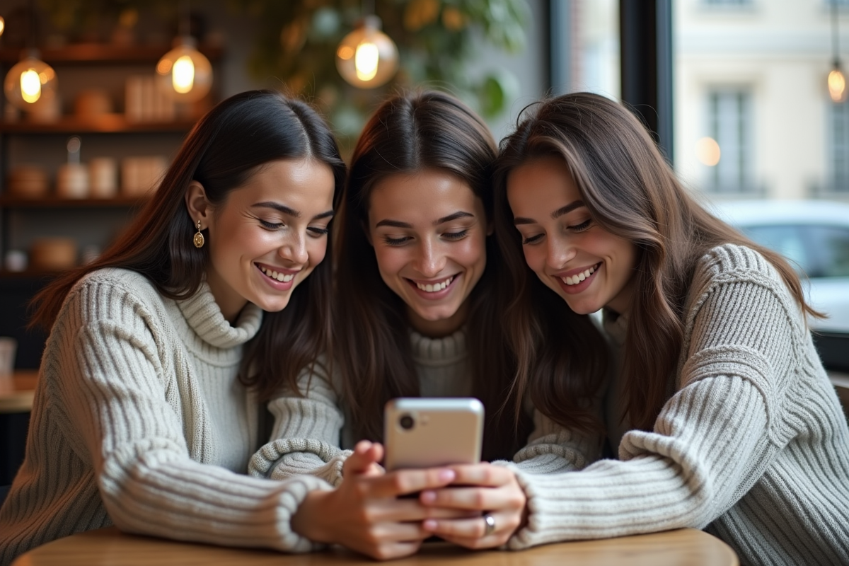 Groupe de jeunes adultes à un café parisien