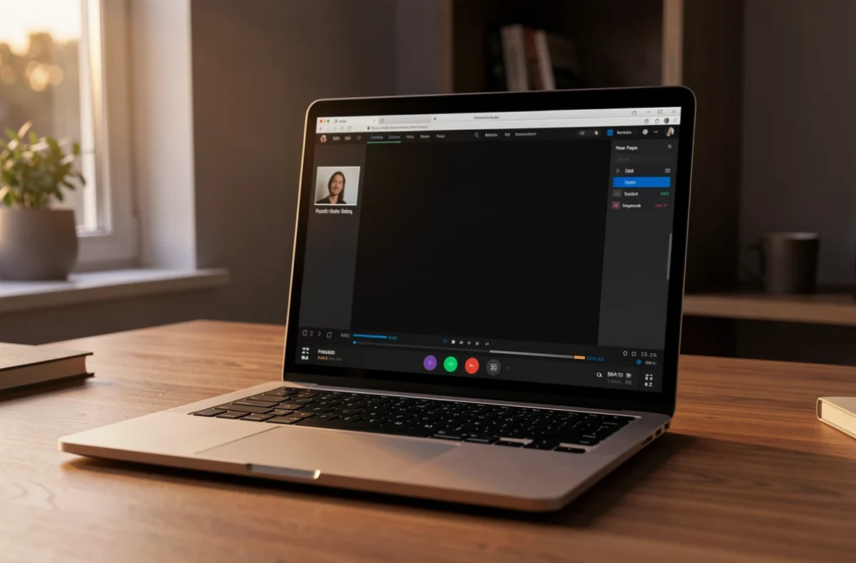 Ordinateur portable affichant un lecteur vidéo à l'arrêt